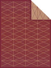 Rote Jacquard-Decke mit geometrischem Muster, Vorder- und Rückseite sichtbar