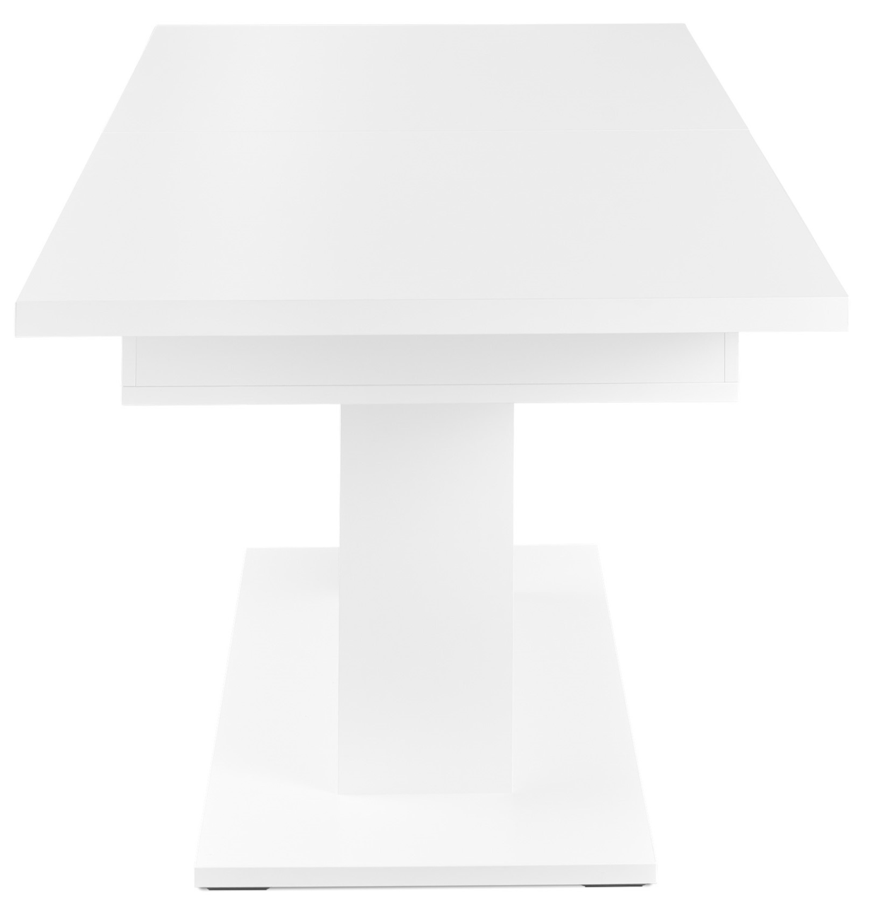 Moderner weißer Funktions-Esstisch aus der Frontansicht