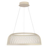 LED-Hängeleuchte mit modernem, gitterförmigem Design, seitliche Perspektive