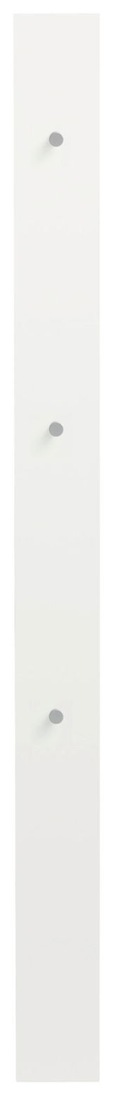 Weißes Garderobenpaneel mit drei Haken, frontale Ansicht
