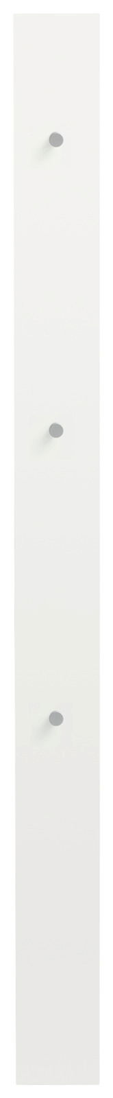 Weißes Garderobenpaneel mit drei Haken, frontale Ansicht