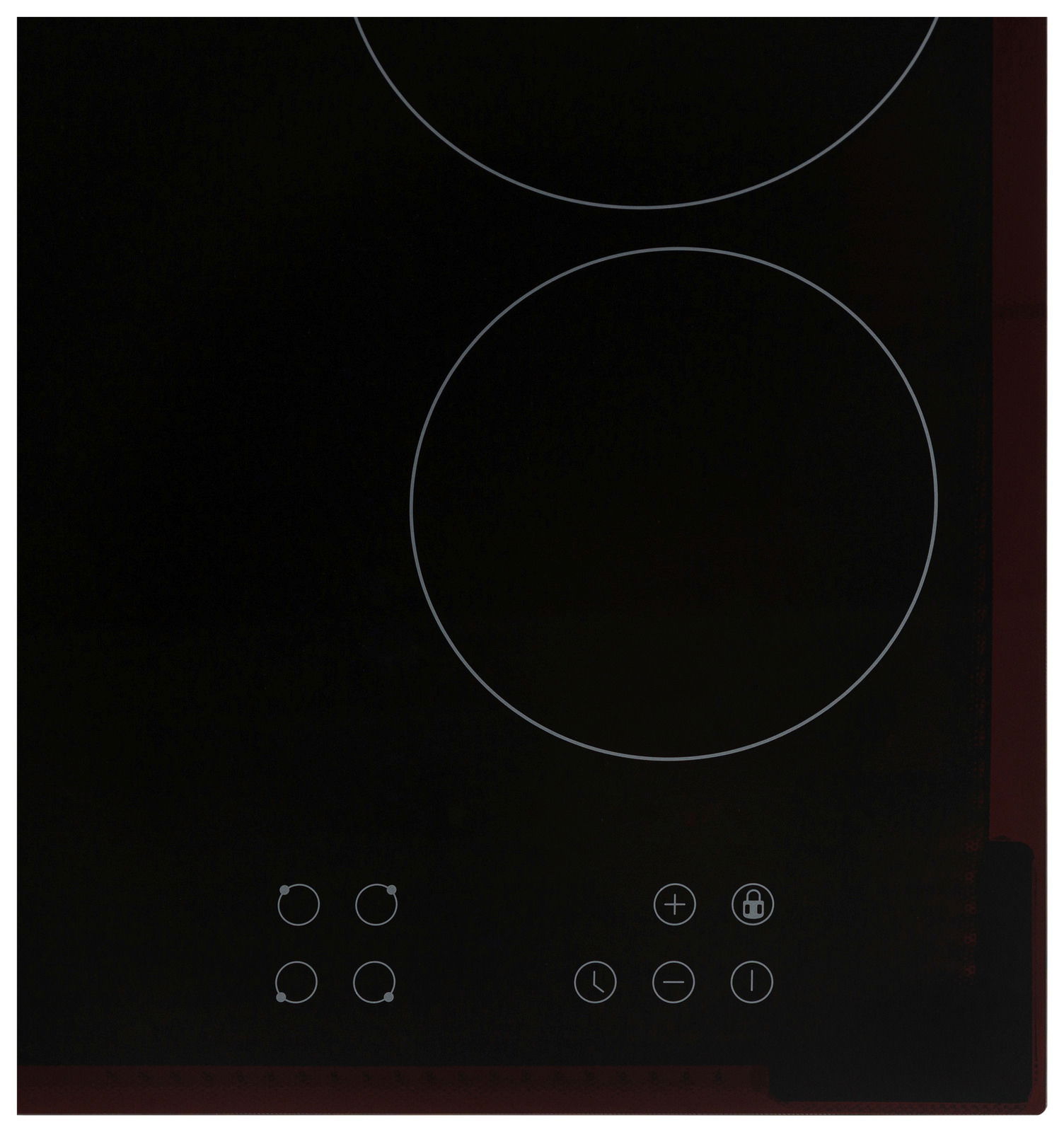 Glaskeramikkochfeld mit zwei Kochzonen und Touch-Bedienfeld, Draufsicht