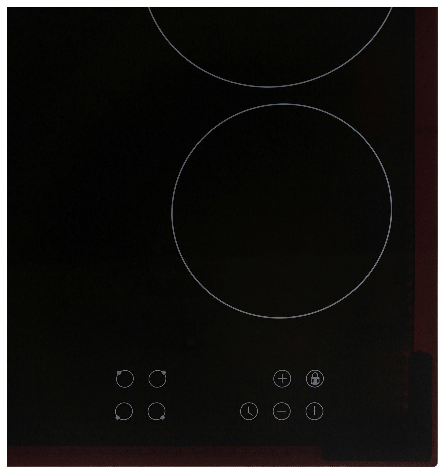 Glaskeramikkochfeld mit zwei Kochzonen und Touch-Bedienfeld, Draufsicht