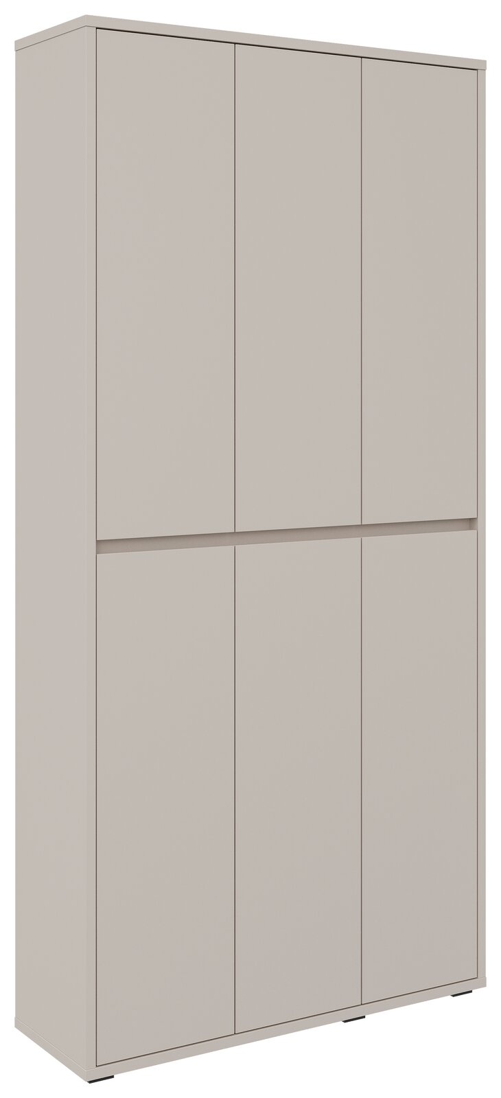 XXL-Schuh- und Mehrzweckschrank in Beige, frontale Perspektive