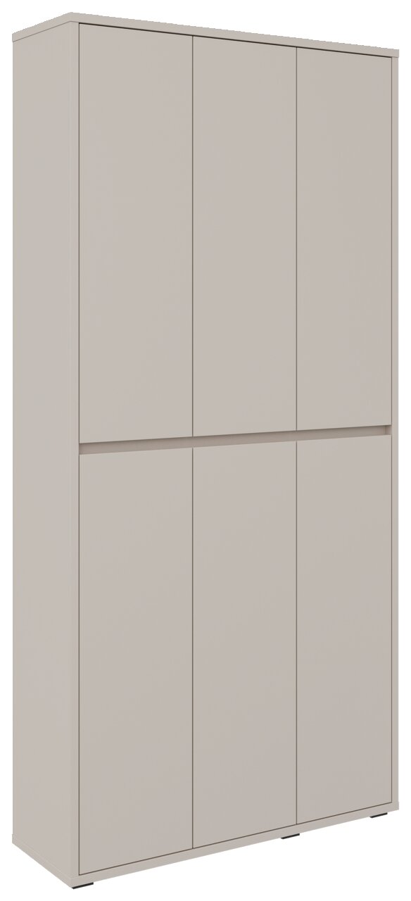 XXL-Schuh- und Mehrzweckschrank in Beige, frontale Perspektive