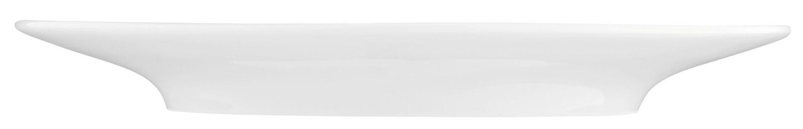 Seltmann Weiden Untertasse LIFE Seitliche Ansicht einer weißen Kombi-Untertasse mit elegantem, geschwungenem Design.