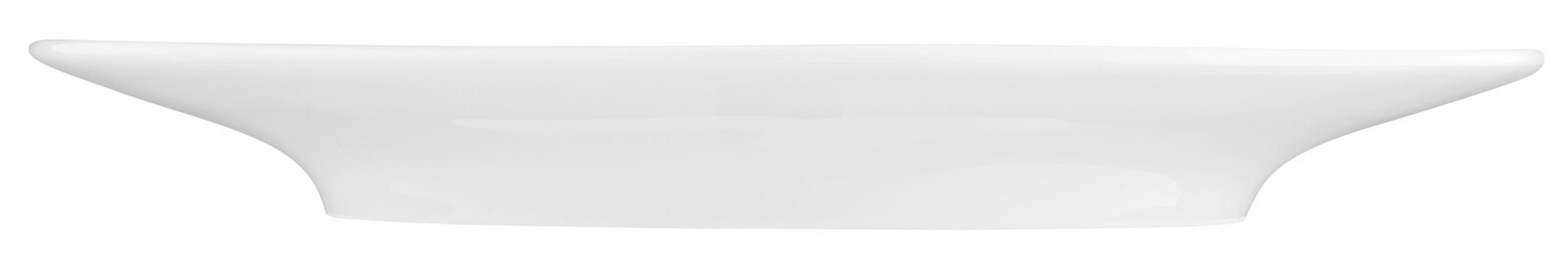 Seltmann Weiden Untertasse LIFE Seitliche Ansicht einer weißen Kombi-Untertasse mit elegantem, geschwungenem Design.