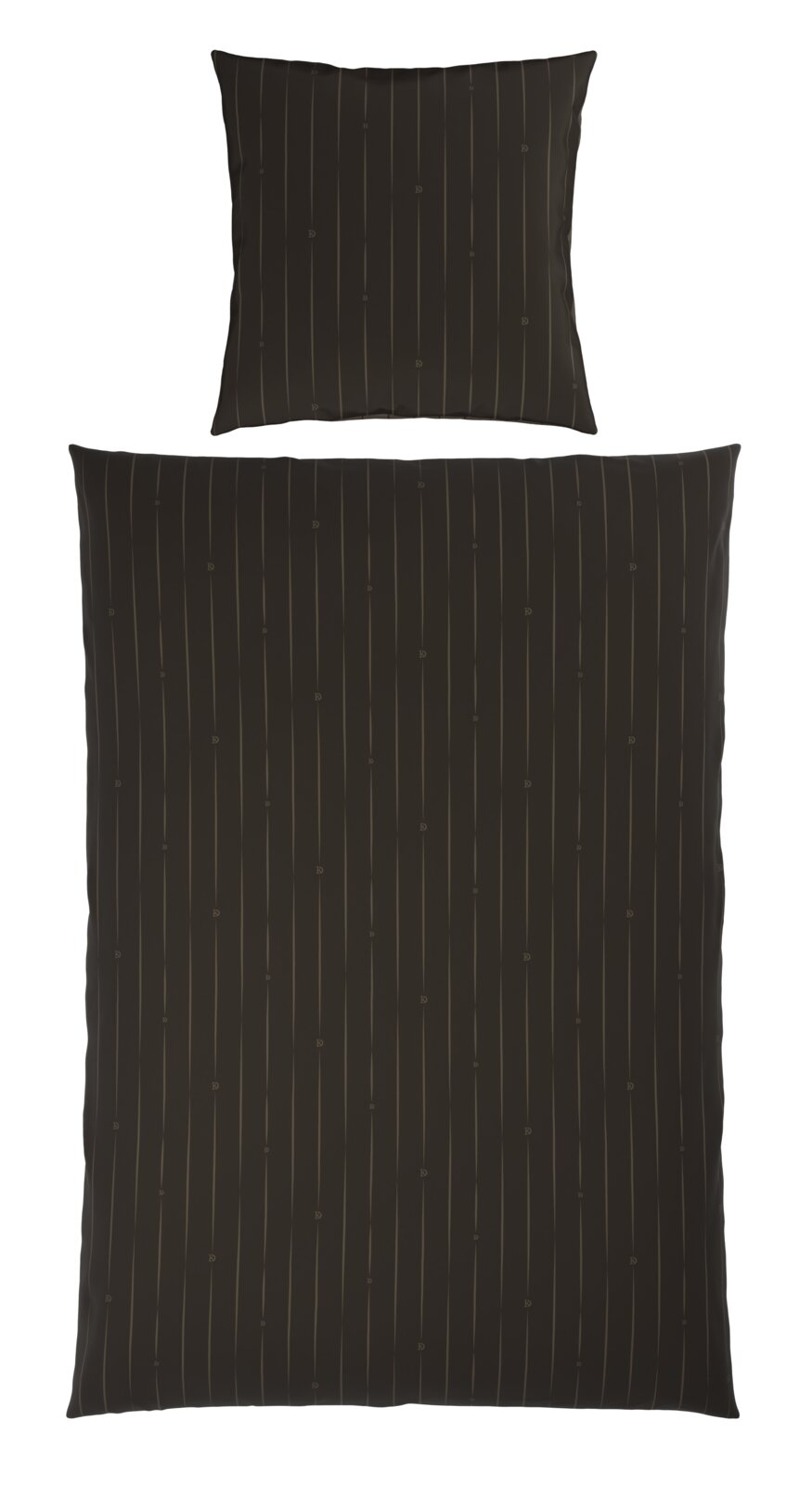 Dunkle Wendebettwäsche mit feinen vertikalen Streifen, Draufsicht
