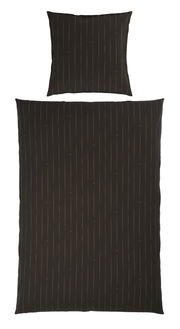 Dunkle Wendebettwäsche mit feinen vertikalen Streifen, Draufsicht