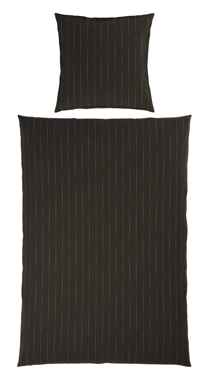 Dunkle Wendebettwäsche mit feinen vertikalen Streifen, Draufsicht
