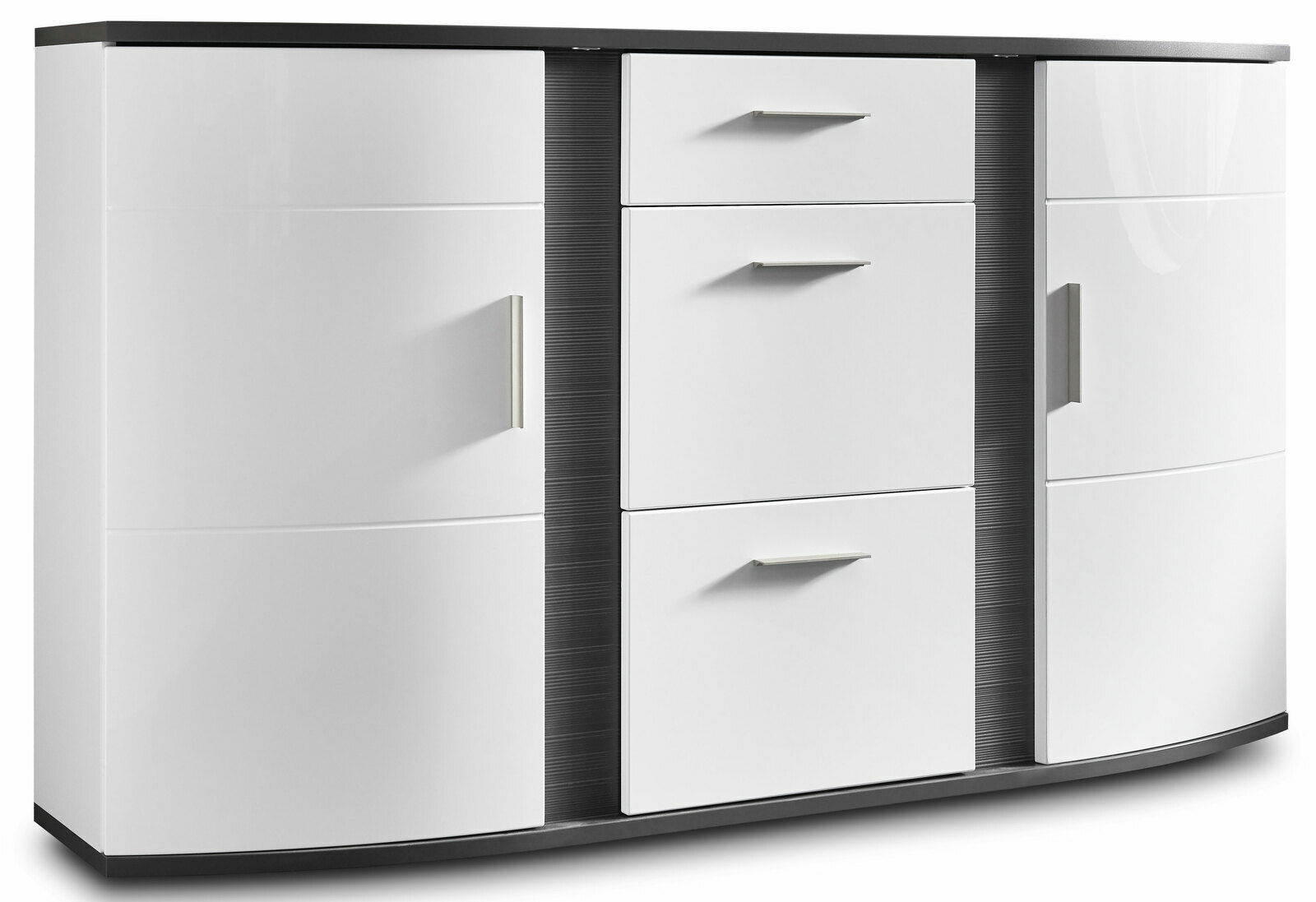 Zurbrüggen Sideboard CABANA Modernes Sideboard in Weiß mit drei Schubladen und zwei Türen, seitliche Perspektive