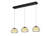Moderne LED-Pendelleuchte LUXXO mit drei hängenden Leuchten, seitliche Perspektive