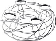 Silberner Dekokranz für 4 Kerzen, aus Drahtgeflecht, seitliche Perspektive