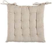 Beige Sitzkissen mit Steppung und Bindebändern, Draufsicht