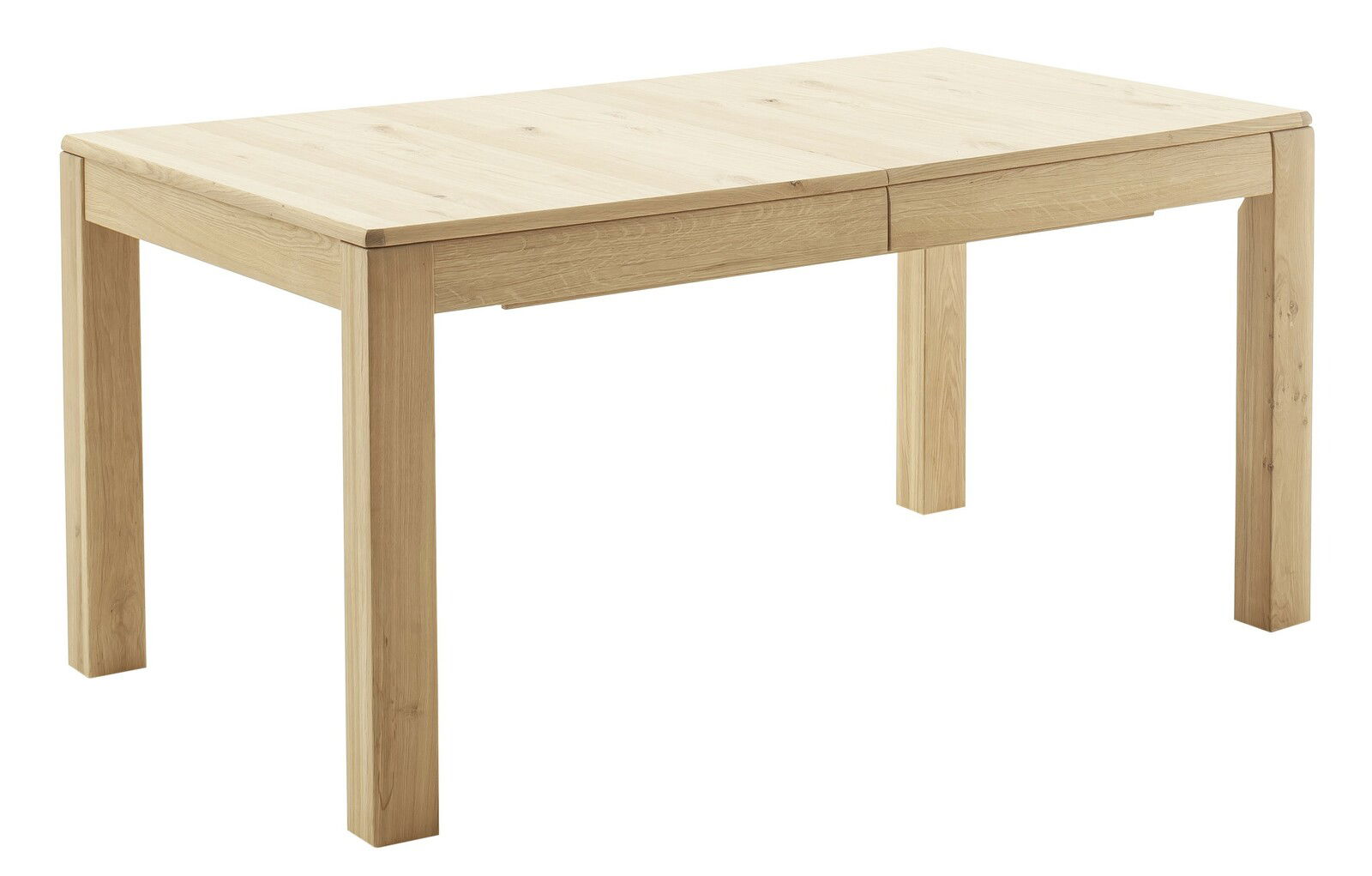 Holzesstisch in heller Eichenoptik, seitliche Perspektive