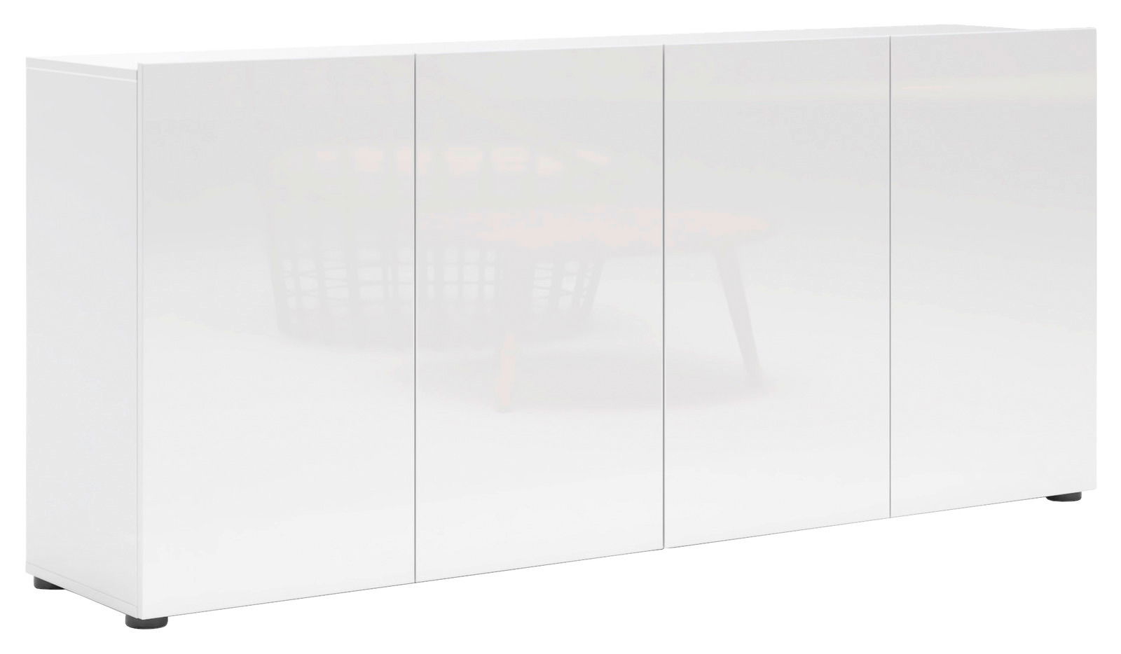 Weißes Sideboard mit vier Türen, Ansicht von vorne