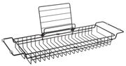 Schwarze Badablage aus Metall mit verstellbarem Buchhalter, seitliche Perspektive