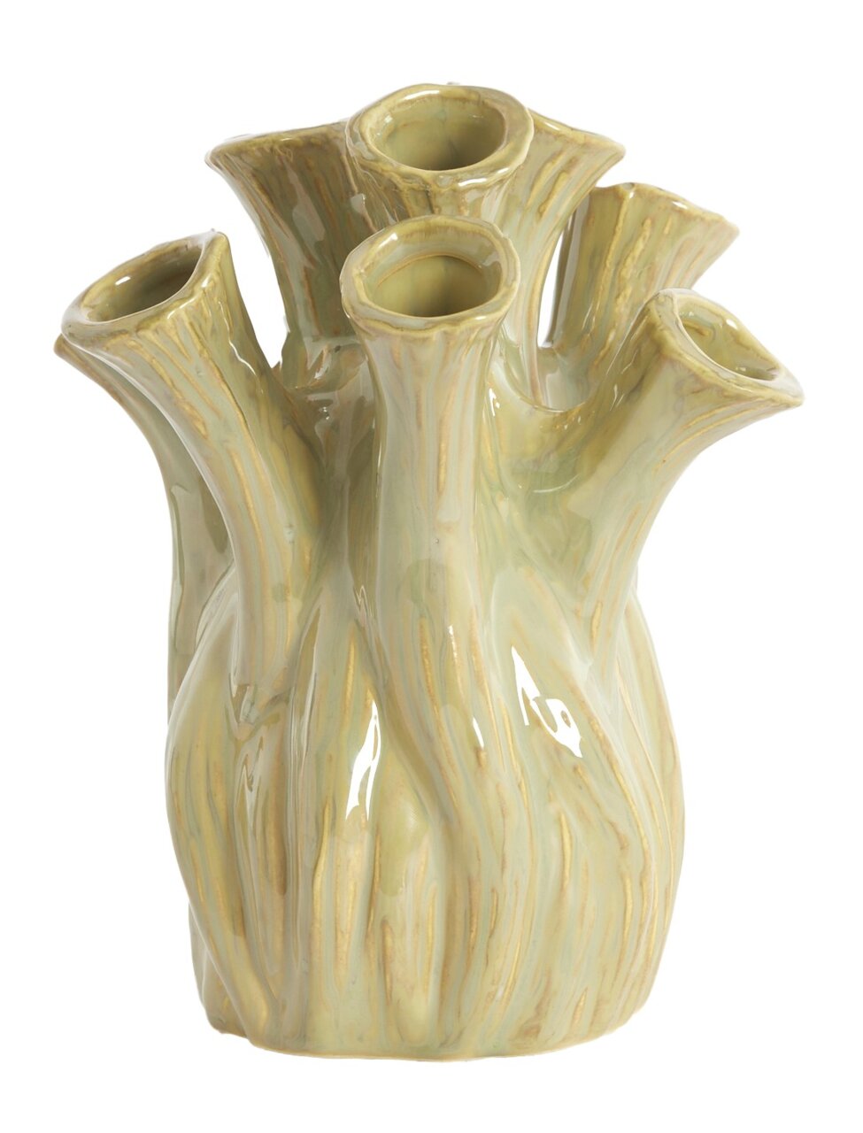 Light&Living Vaas LYSET 20 cm Keramikvase mit mehreren Röhren in organischer Form, seitliche Perspektive