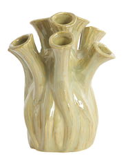 Keramikvase mit mehreren Röhren in organischer Form, seitliche Perspektive