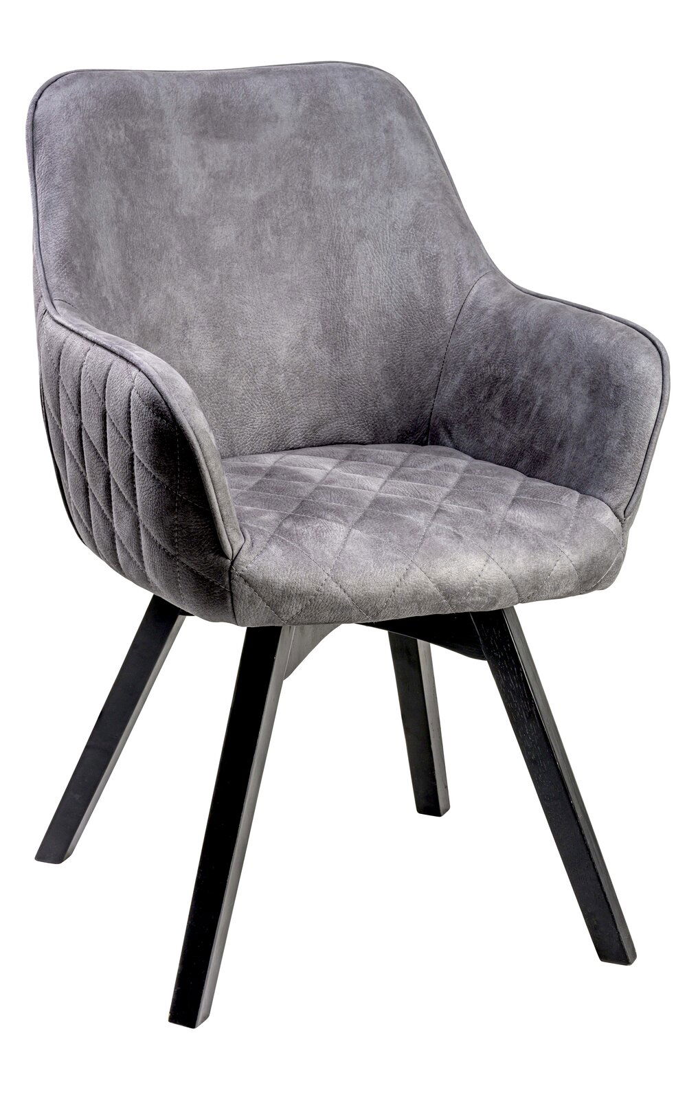 Z2 Armlehnstuhl NICO Grauer Armlehnstuhl mit gepolstertem Sitz und Rückenlehne, seitliche Perspektive