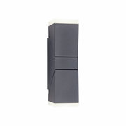 Anthrazitfarbene Wand- und Deckenleuchte in seitlicher Ansicht mit modernem, geometrischem Design.