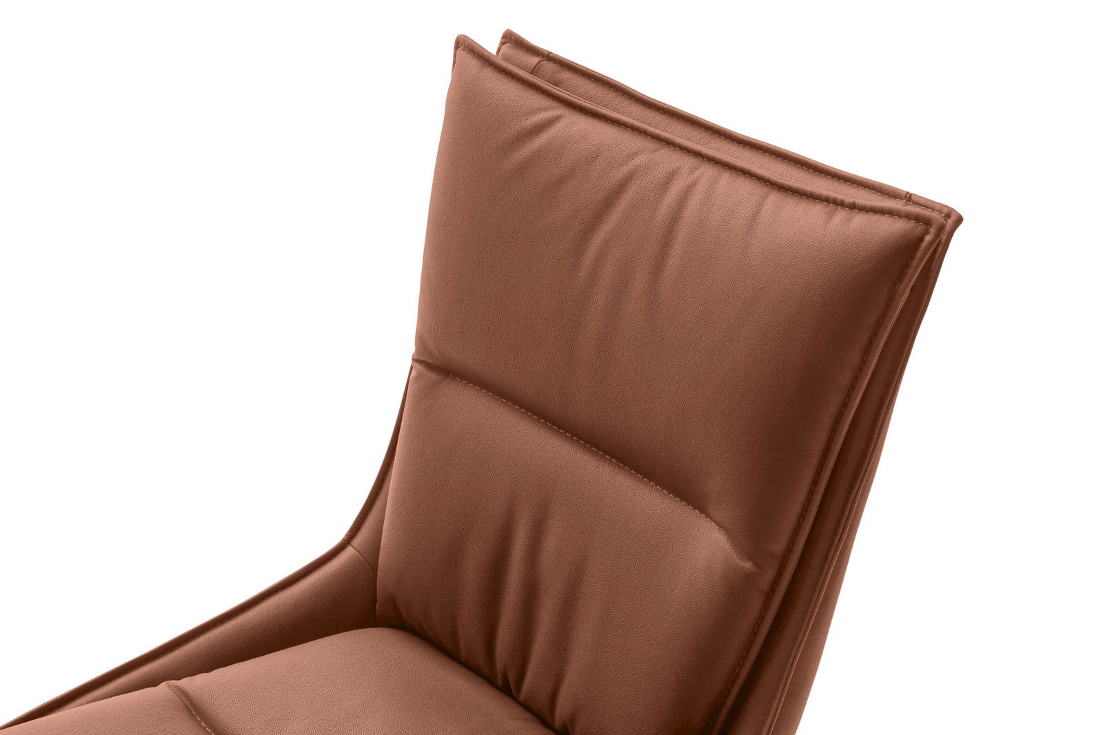 Novel Stuhl HOUSTON Nahaufnahme eines braunen Stuhls mit gepolsterter Rückenlehne, seitliche Perspektive