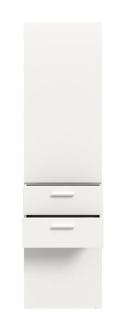 Weißes Garderobenpaneel mit zwei Schubladen, frontale Ansicht