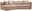 Beige Rundecke Sofa mit mehreren Kissen, Perspektive von vorne