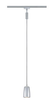 Silbernes Schienenpendel von PAULMANN, hängend an einer Schiene, seitliche Perspektive.