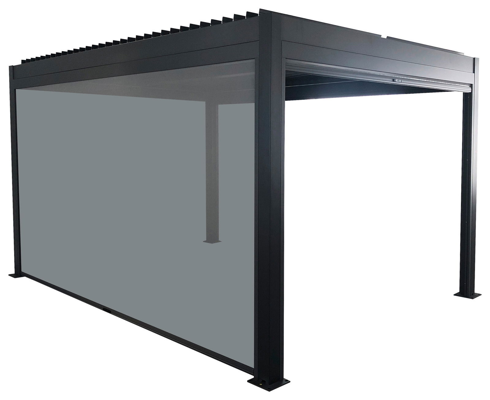 Moderner Pavillon aus Metall mit seitlicher Perspektive