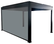 Modern metalen paviljoen, gezien vanaf de zijkant