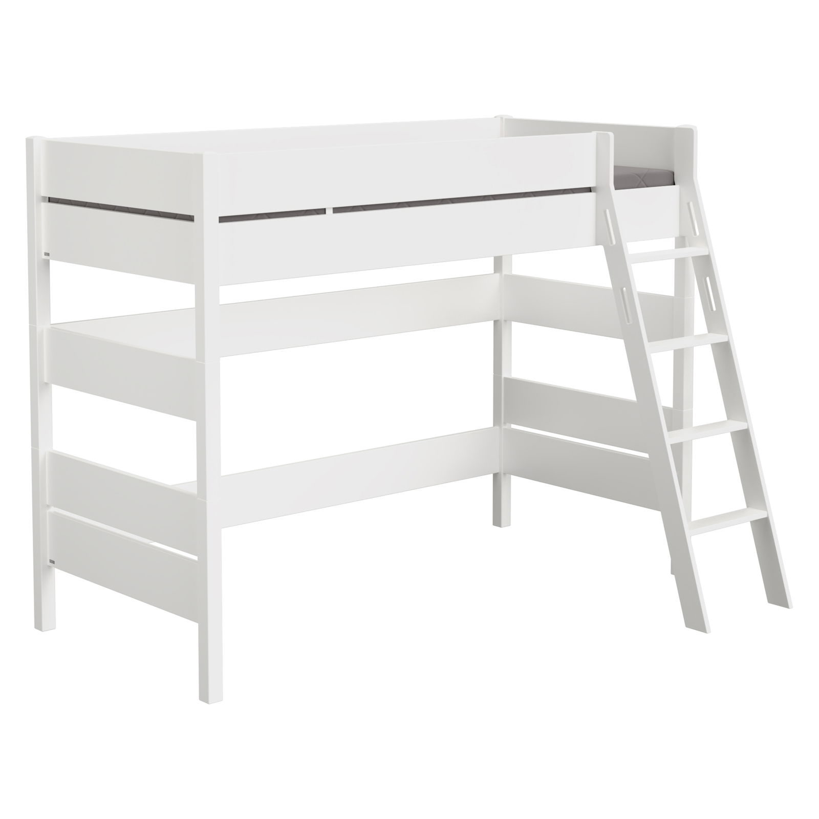Paidi Spielbett TIAGO Weißes Spielbett mit Leiter, seitliche Perspektive