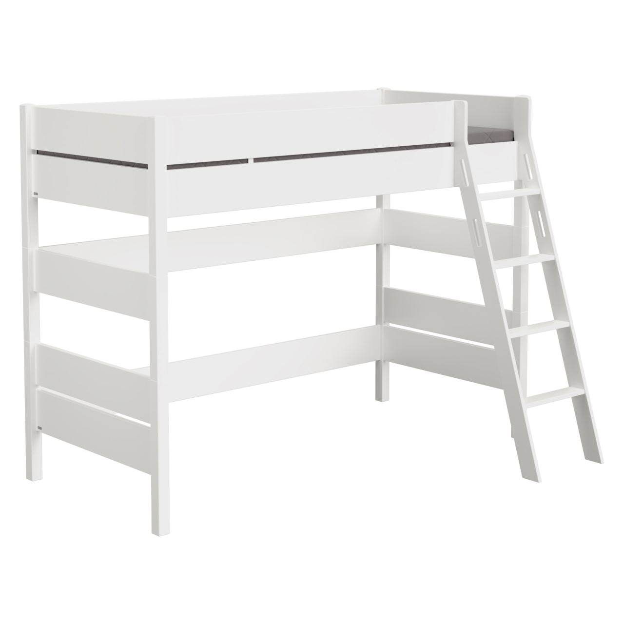Paidi Spielbett TIAGO Weißes Spielbett mit Leiter, seitliche Perspektive