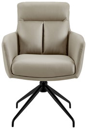 Beiger Armlehnstuhl mit schwarzem Metallgestell, Frontalansicht