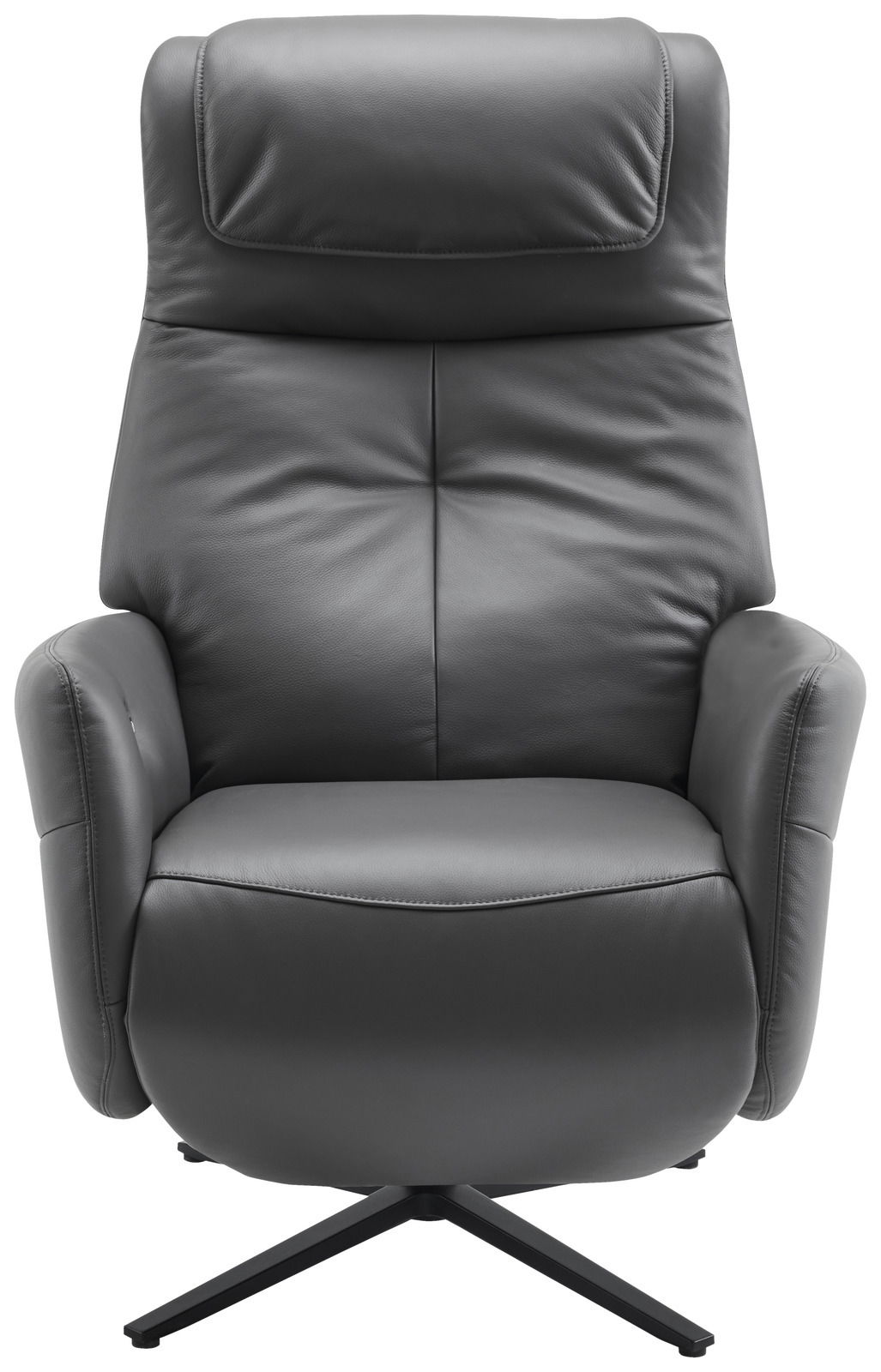 Grauer Relaxsessel aus Leder, Frontalansicht