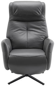 Grauer Relaxsessel aus Leder, Frontalansicht