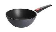 Guss-Schwenkpfanne mit 24 cm Durchmesser, seitliche Perspektive