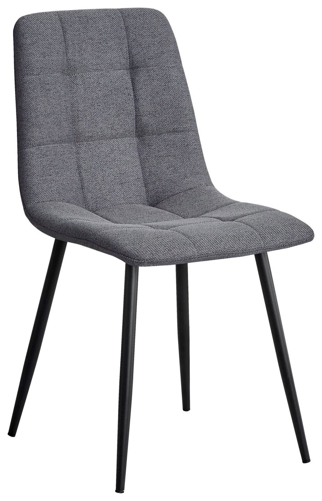 Stylife Stuhl JEFF Grauer Stuhl mit gepolsterter Sitzfläche und Rückenlehne, schwarzes Metallgestell, seitliche Perspektive