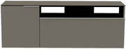 Frontansicht eines grauen Hänge-Lowboards mit zwei Türen und einem offenen Fach.