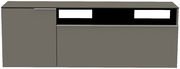 Frontansicht eines grauen Hänge-Lowboards mit zwei Türen und einem offenen Fach.