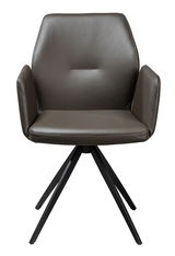 Moderner brauner Sessel mit Metallbeinen, Frontalansicht