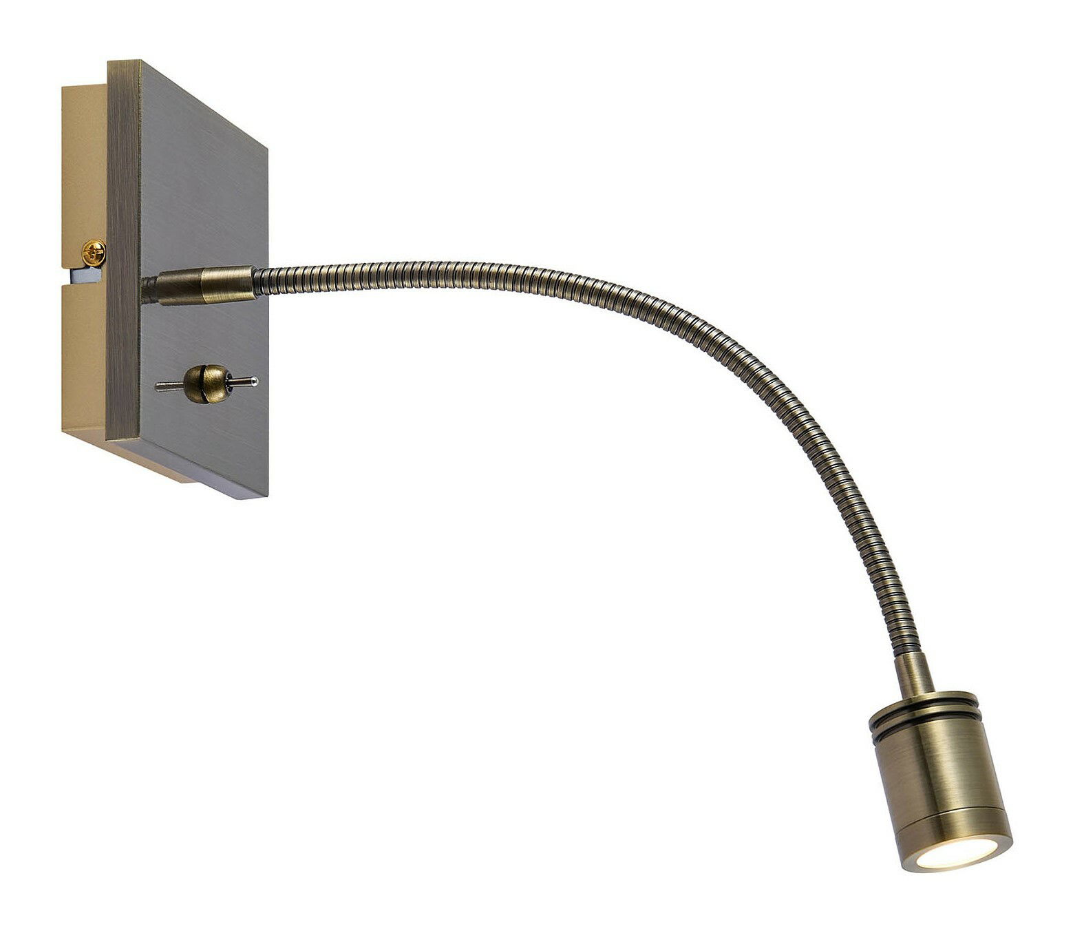 LED-Wandleuchte mit flexiblem Schwanenhals, seitliche Perspektive