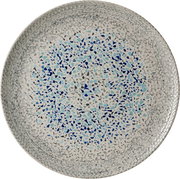 Runder Platzteller mit Mosaikmuster in Blau- und Grautönen, Draufsicht