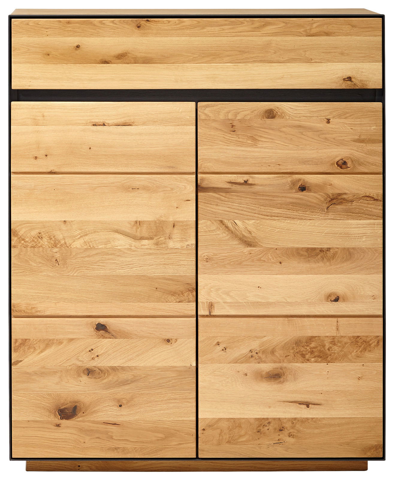 Frontansicht eines modernen Schuhschranks aus hellem Holz mit natürlicher Maserung.