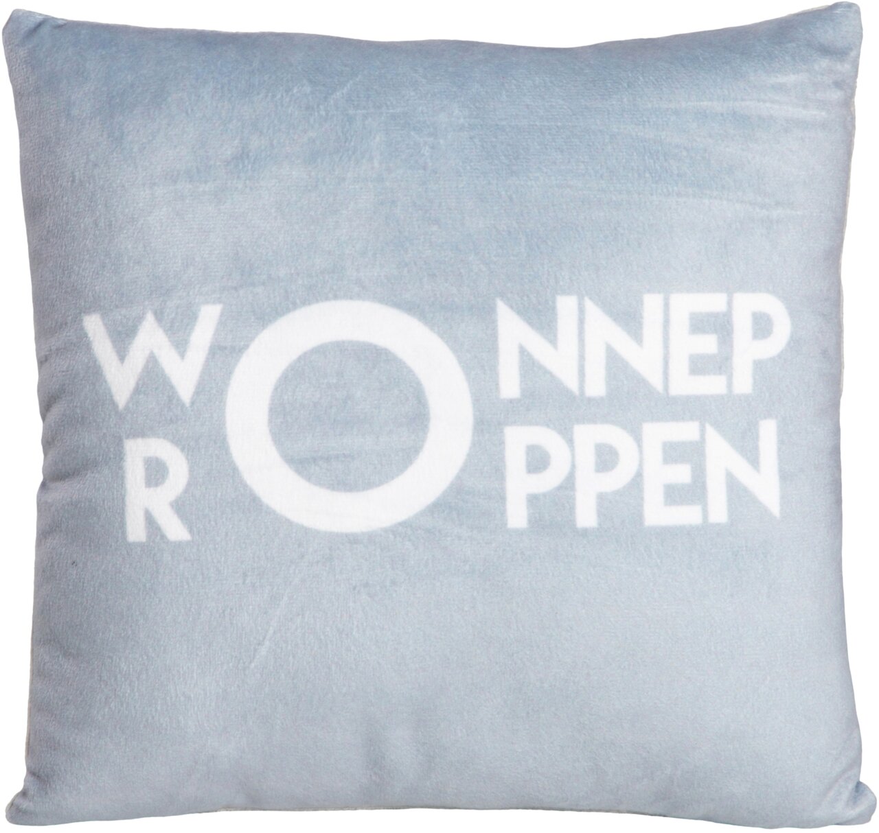 Stuco Sprüche Dekokissen 25x25cm WONNEPROPPEN Graues Dekokissen mit weißem Schriftzug 'WONNEPROPPEN', frontal fotografiert.