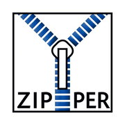 Illustration eines blauen Reißverschlusses in Nahaufnahme, der geöffnet ist.