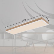 Moderne Deckenleuchte in Holzoptik, rechteckig, 800mm x 200mm, seitliche Perspektive