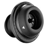 Schwarze Weinpumpe CAMPANIA, seitliche Perspektive, mit Skala und Pfeilmarkierung.