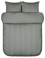 Bettwäsche-Set 135x200cm mit vertikalen Streifen in Schwarz-Weiß, Draufsicht