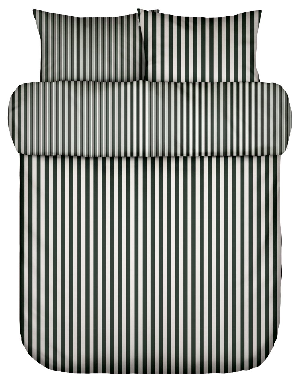 Bettwäsche-Set 135x200cm mit vertikalen Streifen in Schwarz-Weiß, Draufsicht